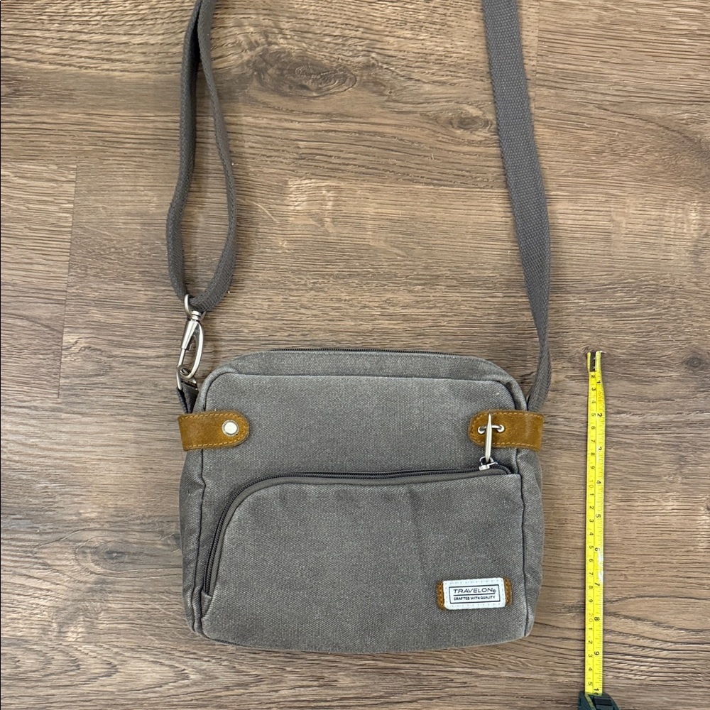 Travelon Anti theft Gray and Tan Messenger Bag